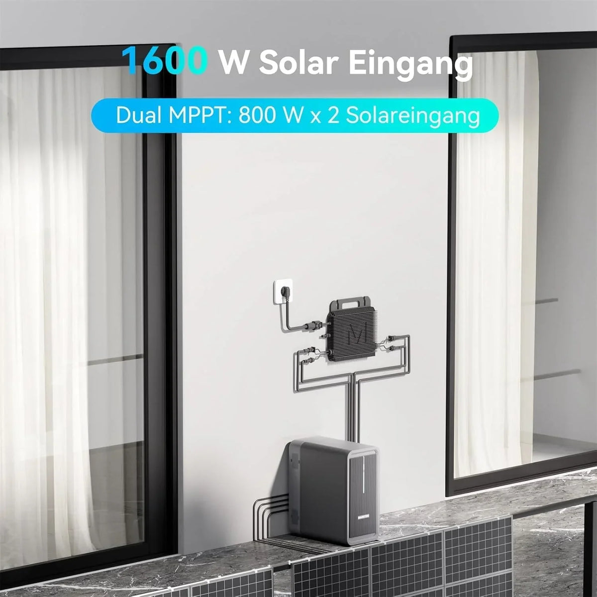 B2500 Almacenamiento solar de 2240 Wh para centrales eléctricas de balcón, batería LiFePO4 ampliable, Plug & Play, IP65