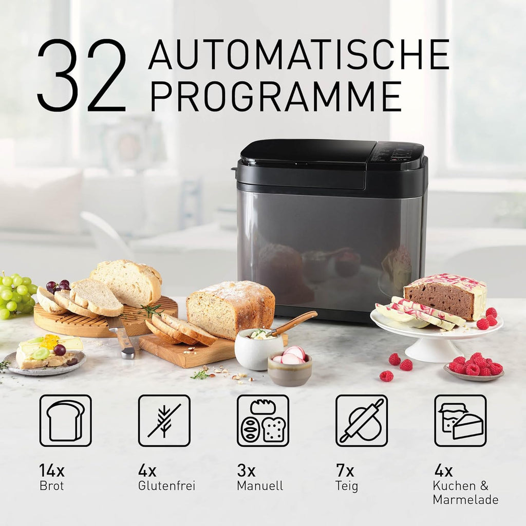 Panasonic SD-YR2540 Panificadora automática premium, diseño horizontal y dispensador de levadura, 32 programas automáticos, dos sensores de temperatura, temporizador de 13 horas, gris