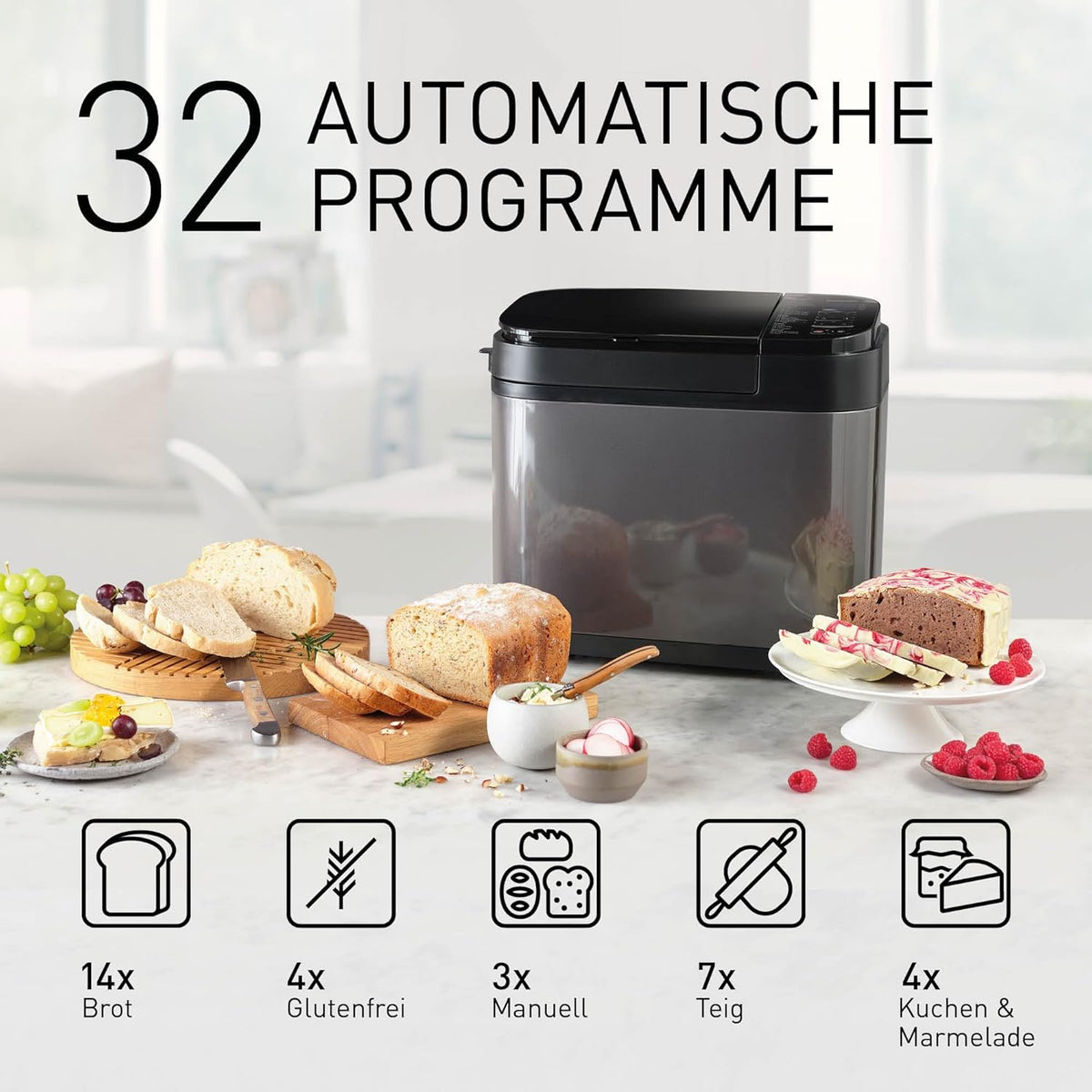 Panasonic SD-YR2540 Panificadora automática premium, diseño horizontal y dispensador de levadura, 32 programas automáticos, dos sensores de temperatura, temporizador de 13 horas, gris