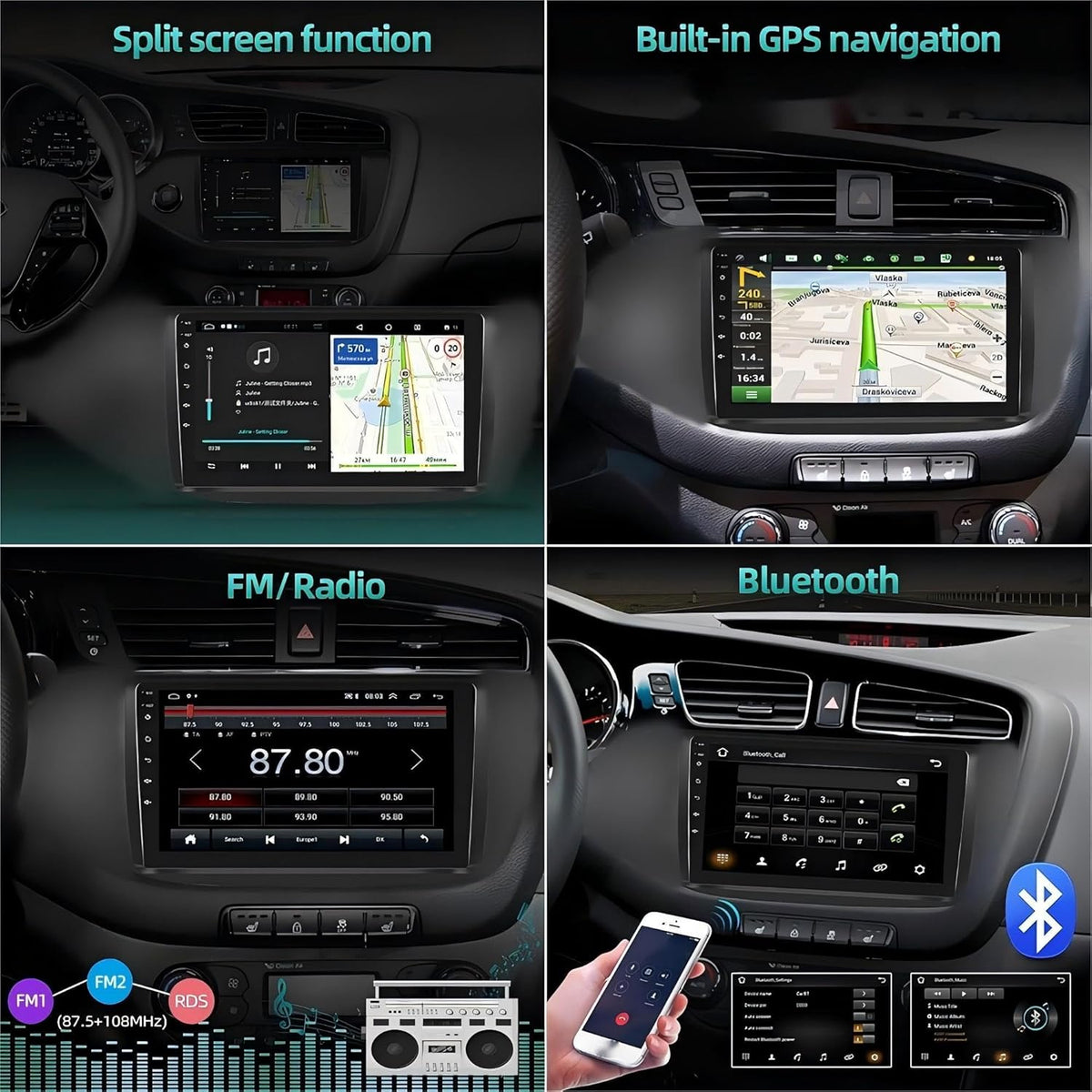 Radio multimedia Android 2DIN para coche con GPS y reproductor de video integrados para Peugeot 407 407CC SW (2004-2010), compatible con CarPlay (T1 1-16GB WiFi)