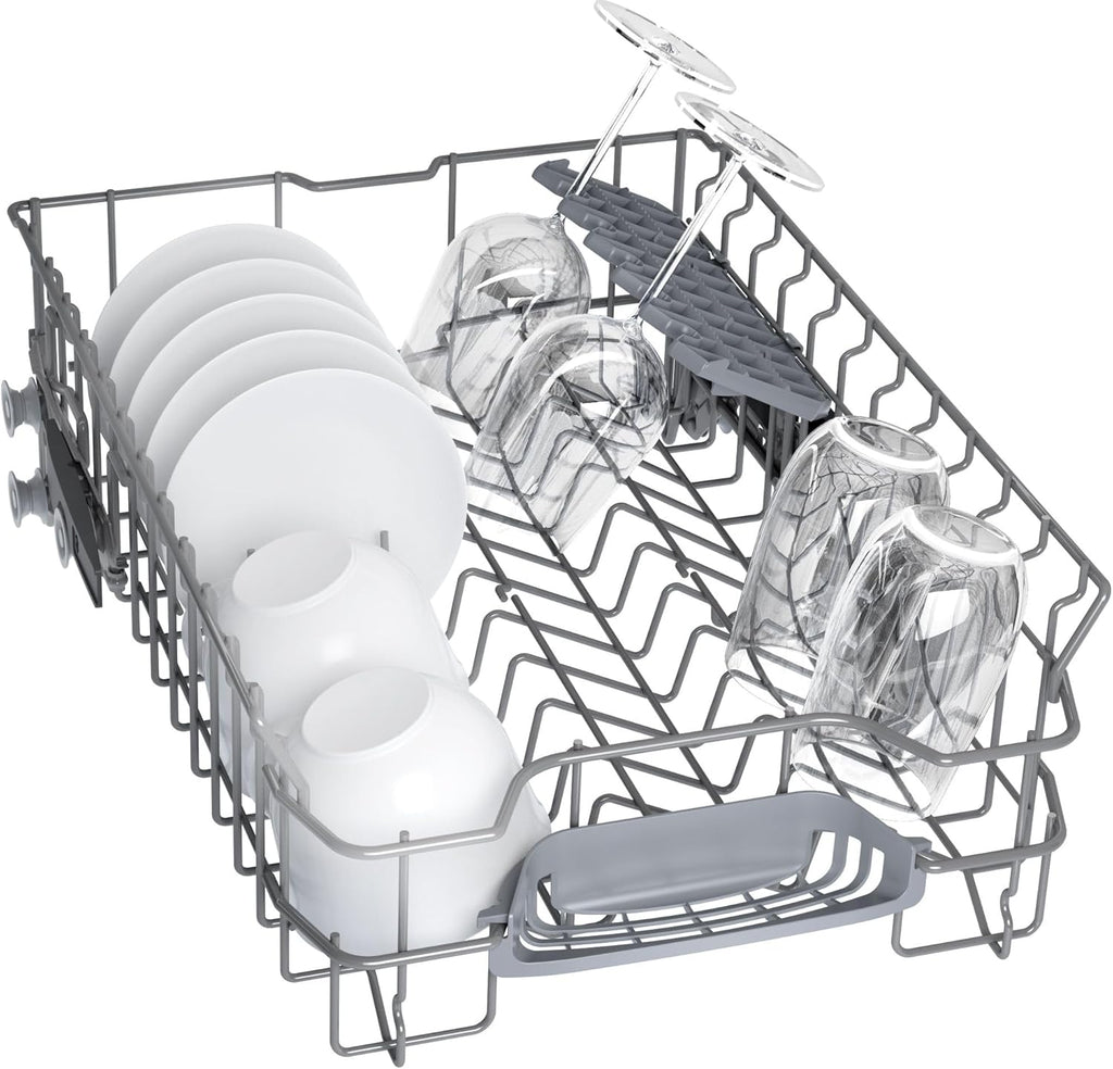Lavavajillas inteligente Bosch Serie 2 SPV2IKX10E, totalmente integrable, 45 cm de ancho, cesta para cubiertos, secado extra con solo pulsar un botón, InfoLight punto de luz rojo en el suelo, protección AquaStop contra daños por agua, blanco