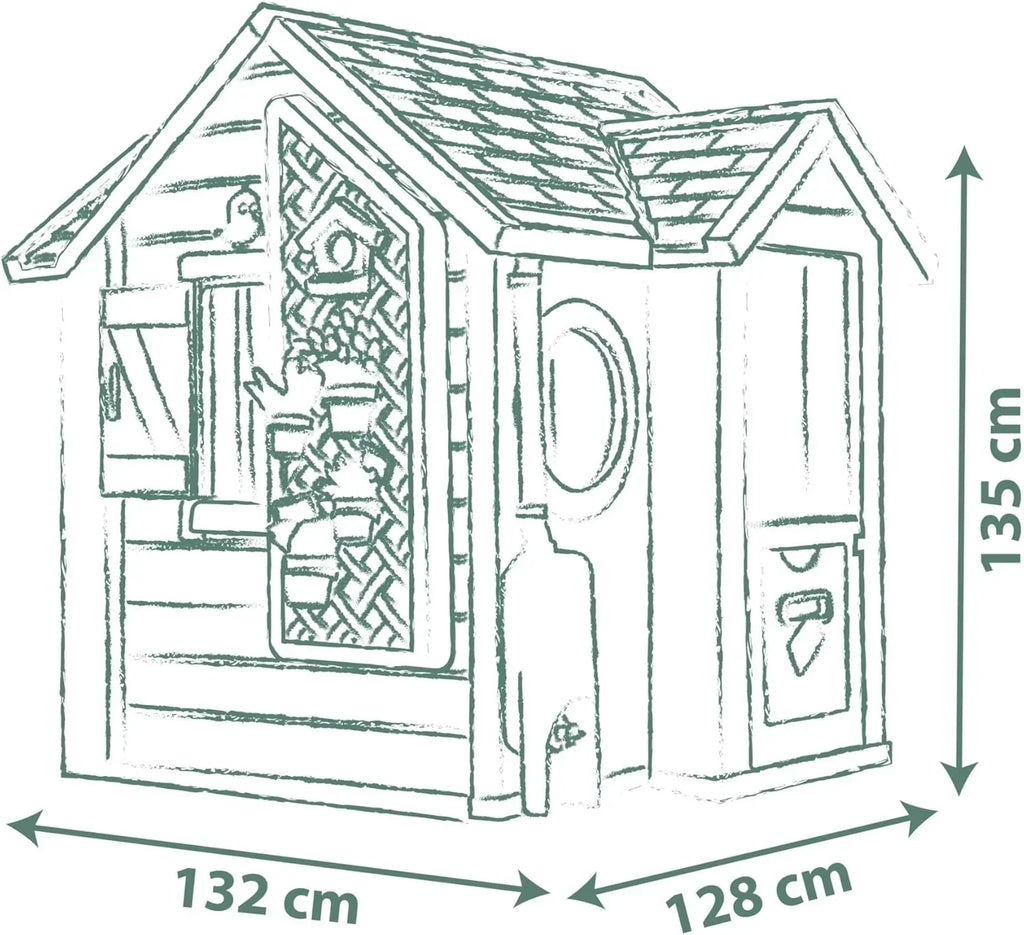 Smoby Life Garden House - Casa de Jardín Infantil - Incluye Jardinera, Comedero para Pájaros, Herramientas y Accesorios - Protección UV - Material Reciclado - más de 2 años (7600810408)