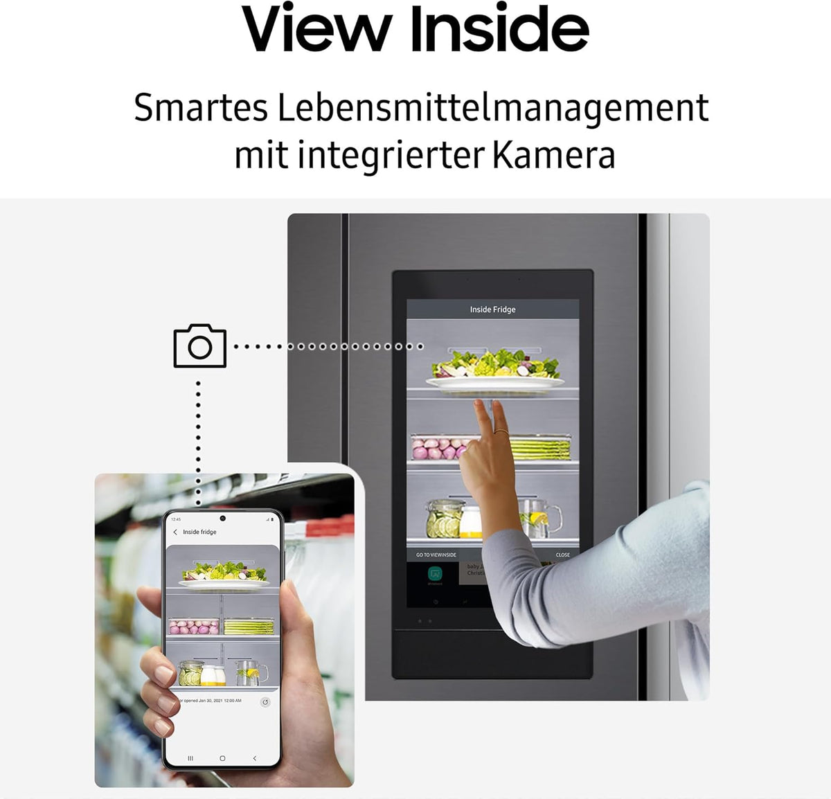 Frigorífico americano Samsung RS90F66BEFEF, frigorífico AI con congelador, 178 cm, 614 l, dispensador de hielo/agua con conexión a la red, Family Hub, AI Energy & Voice Control, acero inoxidable negro