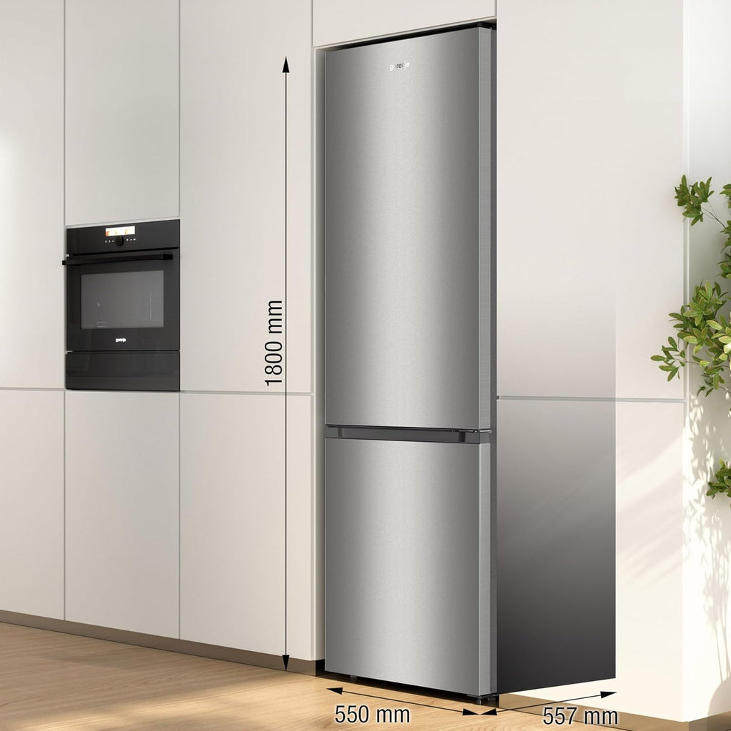 Gorenje RK 4182 PS4 Frigorífico combi / Altura 180 cm / Refrigeración 198 L / Congelación 66 L / Cajón para verduras / 39 dB / Iluminación LED / Al x An x Pr: 180 x 55 x 55,7 cm / Gris