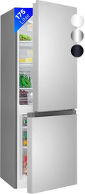 Refrigerador con congelador Bomann® de 143 cm de altura | Frigorífico combi de 175 L con 3 estantes y 3 cajones | Sentido de apertura de puerta reversible | Frigorífico combi silencioso de 39 dB | Frigorífico KG 322.1 aspecto inox
