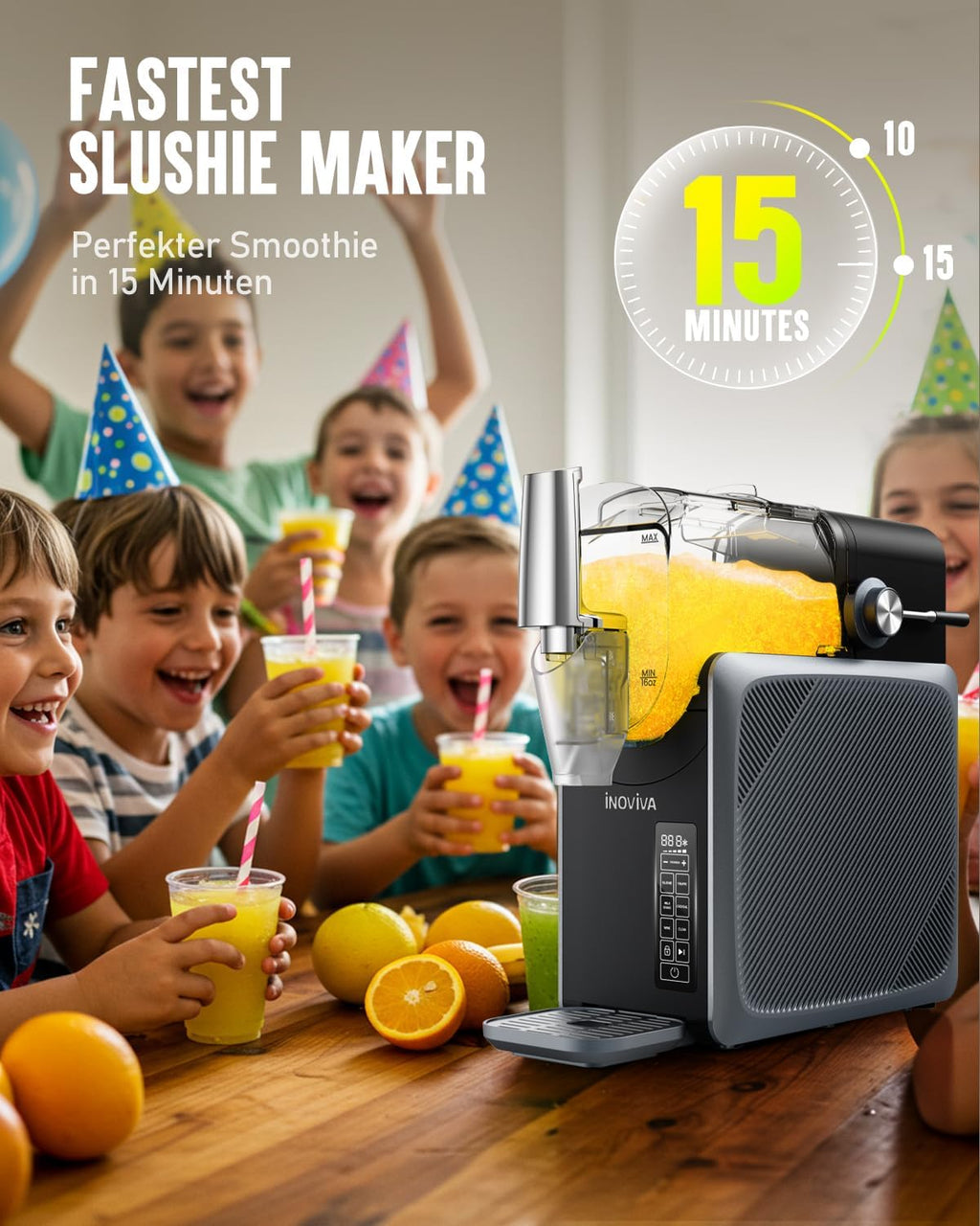 Máquina de granizados INOVIVA 2,6 L, no requiere hielo, granizadora para el hogar con autolimpieza, 5 modos preestablecidos, granizados, batidos, frappés y cócteles helados (versión actualizada)