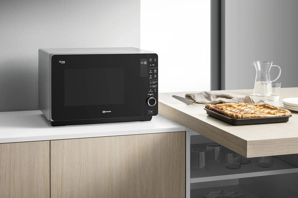 Microondas Bauknecht ExtraSpace Crisp MW 427 SL con grill, sin plato giratorio, 800 W, 1000 W, 25 L, función de cocción al vapor, AutoClean