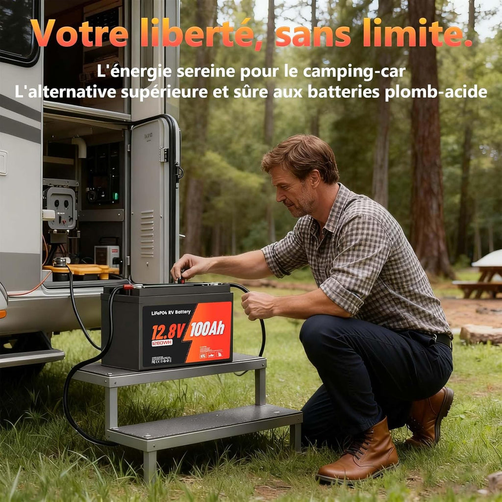 Batería de litio Edlbaegy 12V 100AH, batería LiFePO4 con protección a baja temperatura, BMS inteligente, 1280Wh de energía, para caravanas, autocaravanas, sistemas solares, pesca.