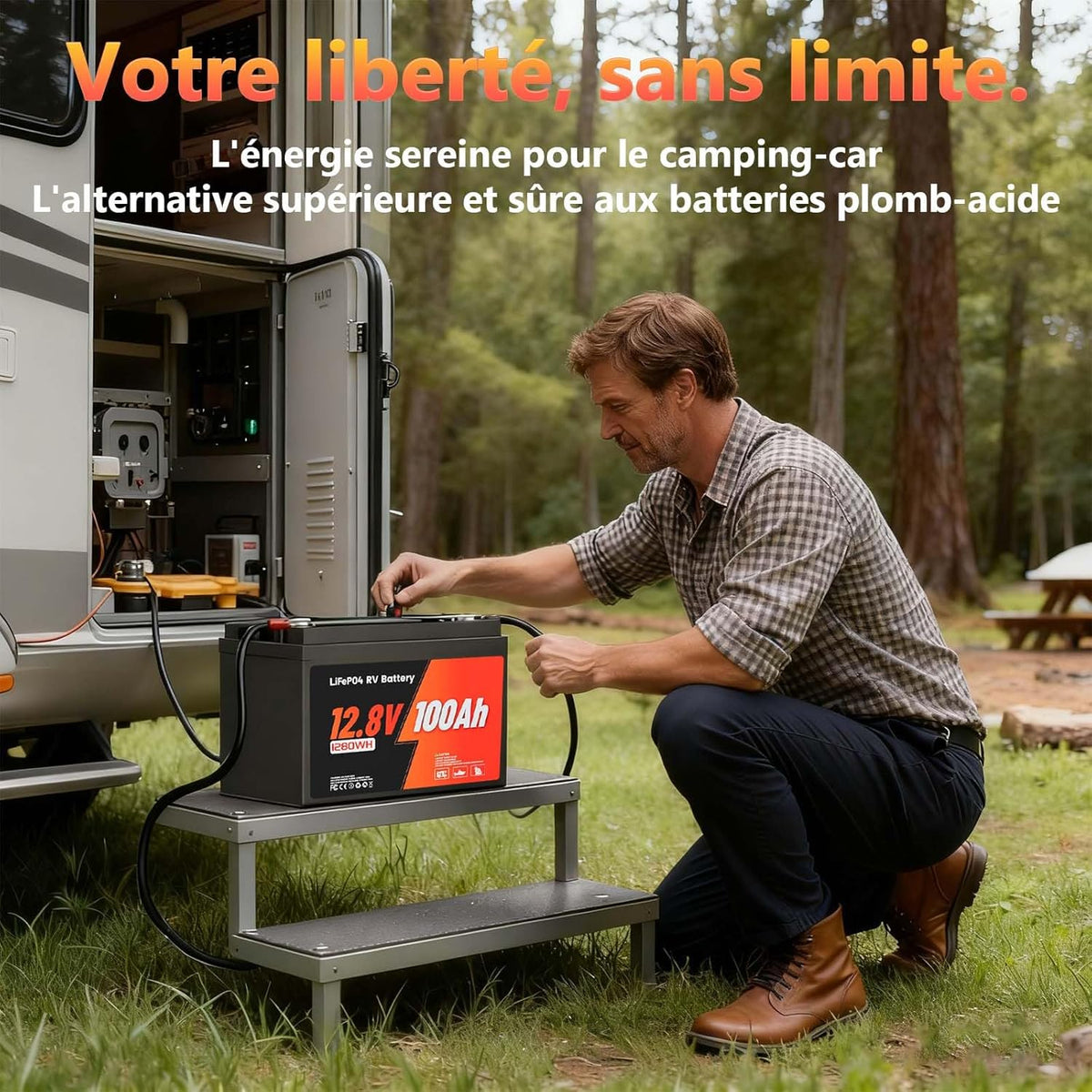 Batería de litio Edlbaegy 12V 100AH, batería LiFePO4 con protección a baja temperatura, BMS inteligente, 1280Wh de energía, para caravanas, autocaravanas, sistemas solares, pesca.