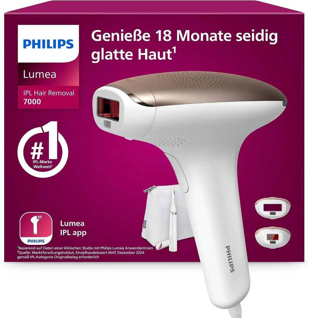 Dispositivo de depilación IPL serie 7000 BRI921/00, dispositivo IPL para depilación con 2 accesorios para cuerpo y rostro para uso doméstico