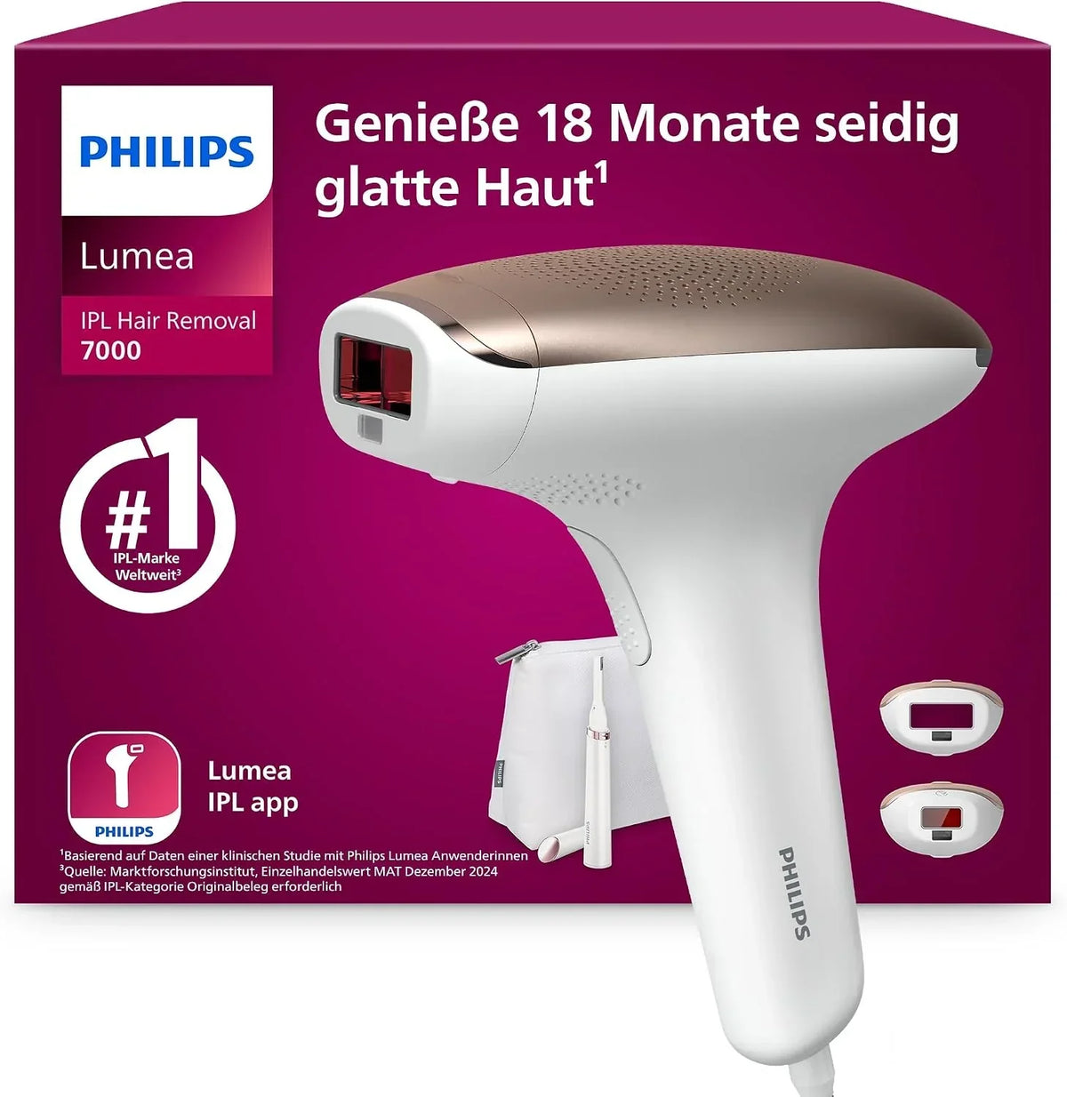 Dispositivo de depilación IPL serie 7000 BRI921/00, dispositivo IPL para depilación con 2 accesorios para cuerpo y rostro para uso doméstico
