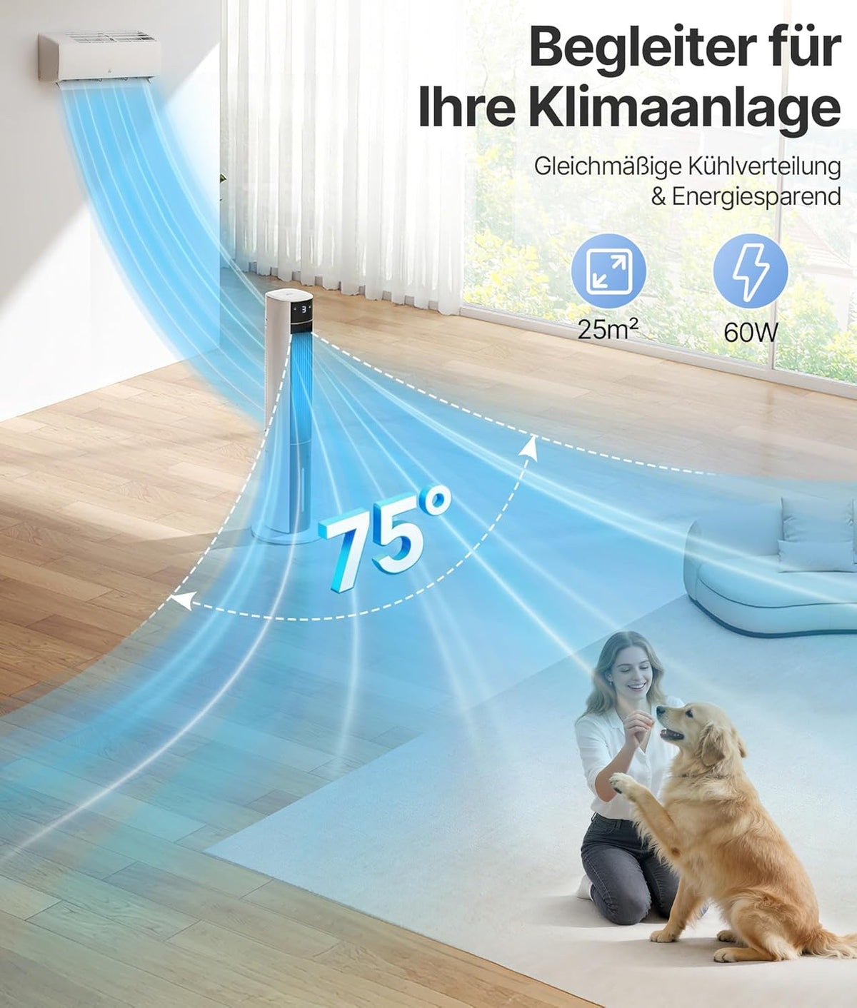 Ventilador de torre enfriador de aire con refrigeración por agua - Aire acondicionado portátil sin tubo de escape, ventilador con refrigeración silencioso, 3 modos-temporizador de 12 h-aroma-mando a distancia, para habitaciones y hogar