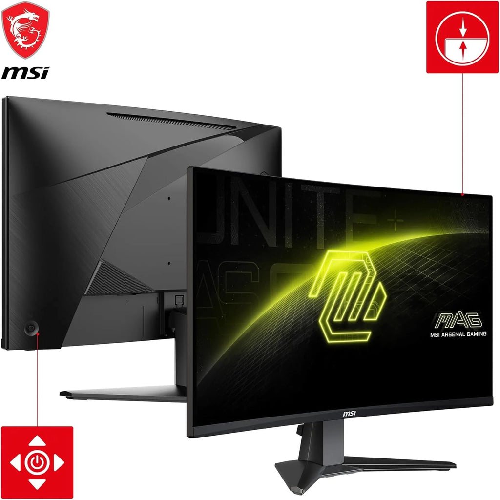 Monitor gaming curvo MSI MAG 27C6F de 27" FHD - Panel Rapid VA 1920 x 1080 1500R, 180 Hz / 0,5 ms (GtG, Mín.), Adaptive-Sync - DP 1.2a, HDMI CEC