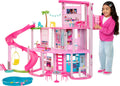 Casa de muñecas Mansión de ensueño HMX10, 3 plantas, 10 áreas de juego, piscina, tobogán, ascensor, 79 piezas con cachorro de juguete