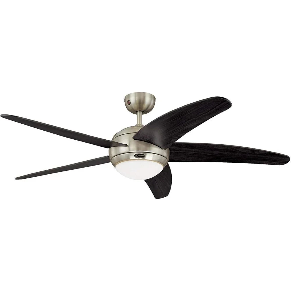 Ventilador de techo con luz Bendan 72557 132 cm 5 aspas cromo vidrio opal mando a distancia 3 velocidades verano invierno