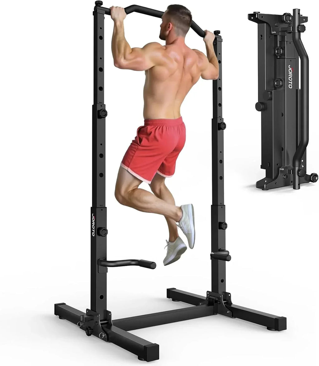 Estación de dominadas y fondos plegable y ajustable en altura, torre de fuerza 5 en 1 para gimnasio en casa, Power Tower con capacidad de carga de hasta 172 kg