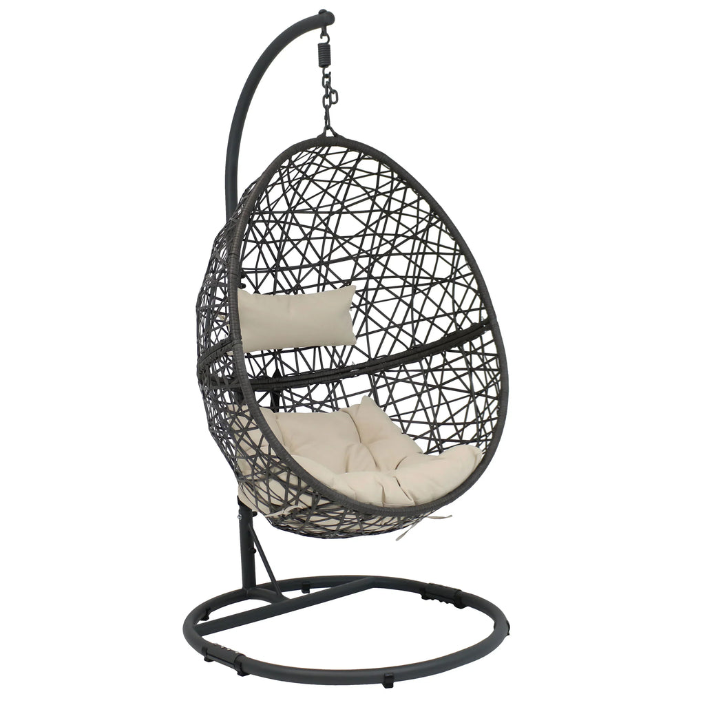 Silla Colgante en Forma de Huevo Sunnydaze Caroline 2025 con Estructura de Acero y Cojín