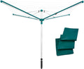Tendedero tipo paraguas Leifheit Linomatic 500 Deluxe con sistema de retracción de cuerdas para una ropa limpia, tendedero para toda la familia, incluye base para suelo y funda protectora, 50 m de cuerda para 5 cargas de lavado