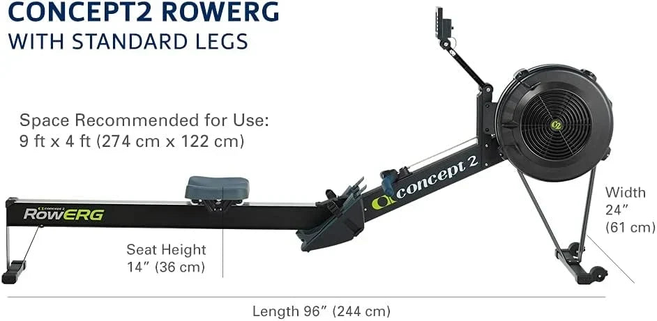 Máquina de remo RowErg Modelo D con resistencia por aire, monitor PM5, patas estándar, equipo de entrenamiento de cuerpo completo, hasta 227 kg