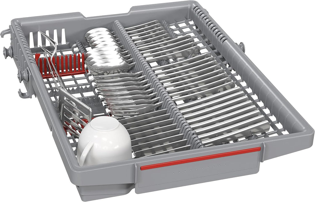 Lavavajillas inteligente Bosch Serie 2 SPV2IKX10E, totalmente integrable, 45 cm de ancho, cesta para cubiertos, secado extra con solo pulsar un botón, InfoLight punto de luz rojo en el suelo, protección AquaStop contra daños por agua, blanco