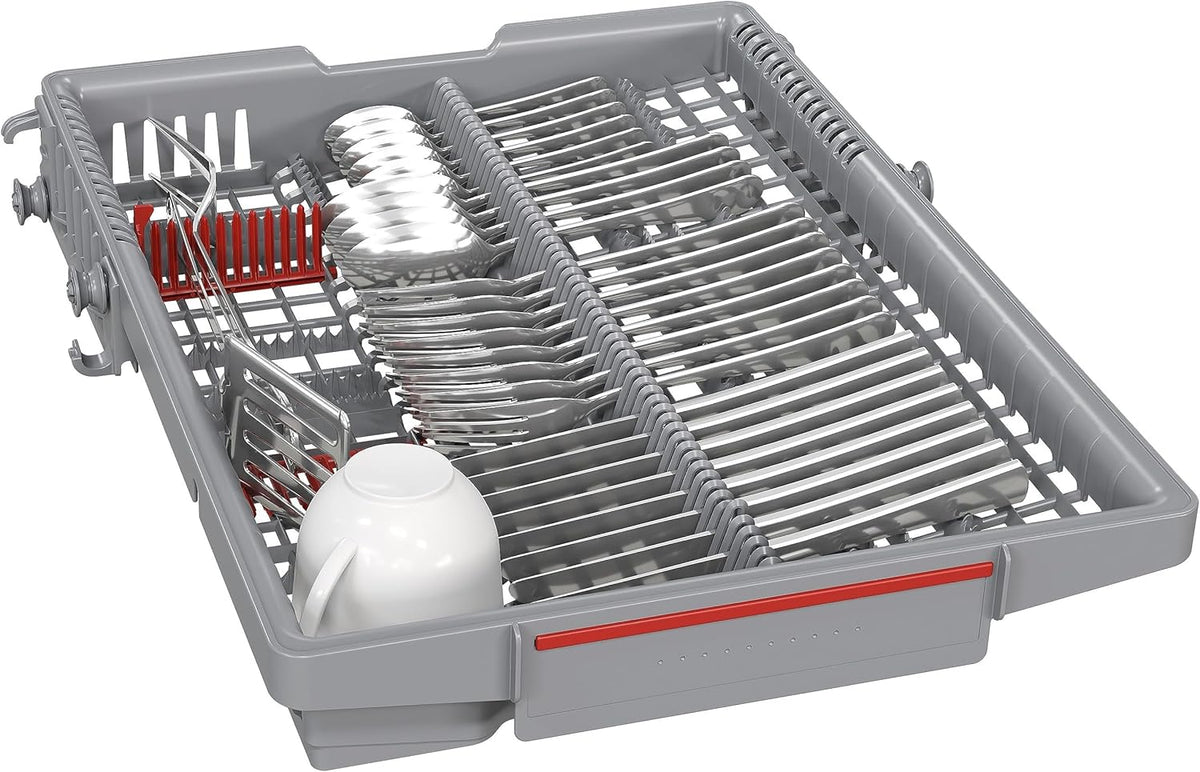 Lavavajillas inteligente Bosch Serie 2 SPV2IKX10E, totalmente integrable, 45 cm de ancho, cesta para cubiertos, secado extra con solo pulsar un botón, InfoLight punto de luz rojo en el suelo, protección AquaStop contra daños por agua, blanco