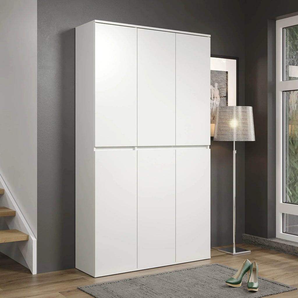 Armario multiusos Nevada 213215701 111 x 191 x 34 cm, 6 puertas, 12 estantes con barra para colgar ropa