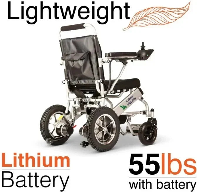 2025 Silla de ruedas eléctrica Culver Mobility, scooter eléctrico motorizado, plegable y ligero, aprobado por la FDA, para viajes en avión (regalo de rampa para silla de ruedas incluido) (plata, 17.5 pulgadas)