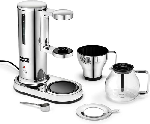 Aarke Cafetera de goteo – Cafetera eléctrica, jarra de cristal, función de mantenimiento de calor, capacidad de 10 tazas, 250 ml - 1,25 l, diseño moderno, cafetera para café de filtro, con certificación ECBC.