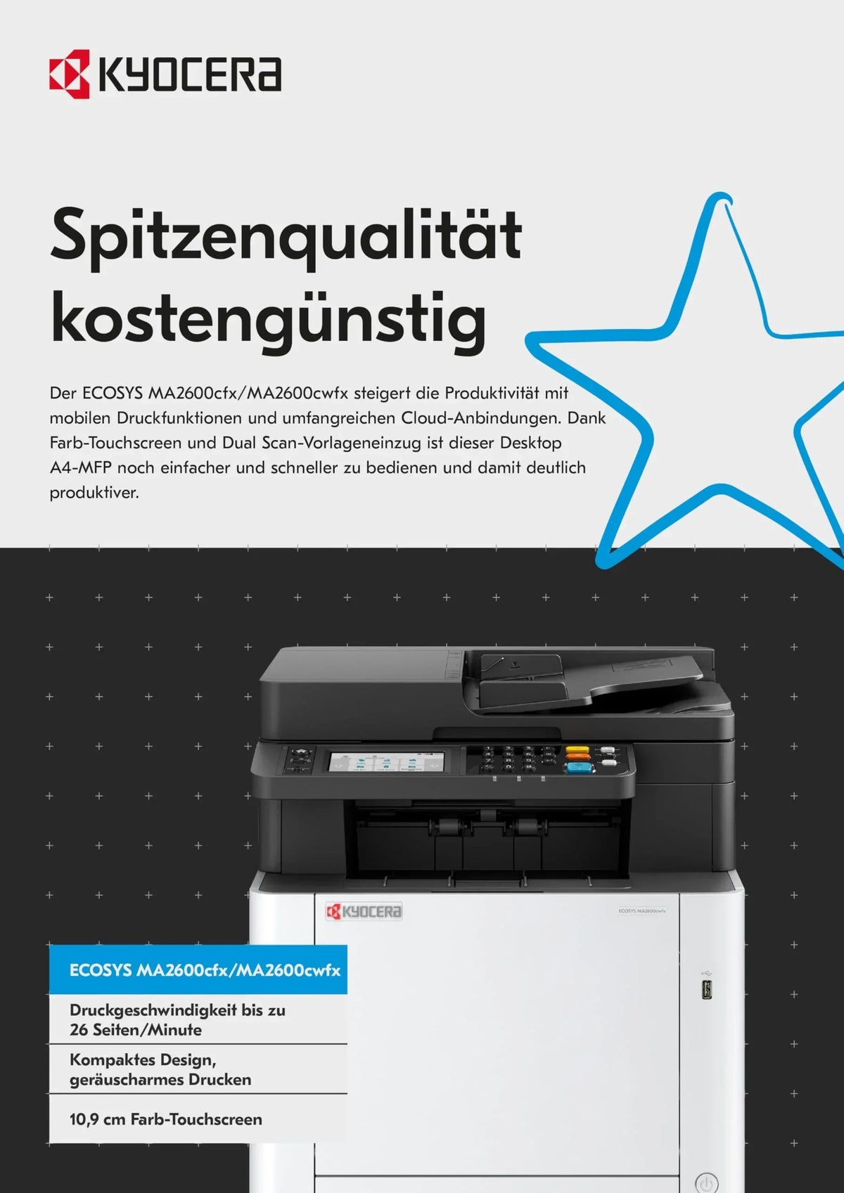 Impresora láser a color multifunción Kyocera Ecosys MA2600cwfx, impresora, escáner, copiadora, fax, función de impresión móvil, Wi-Fi