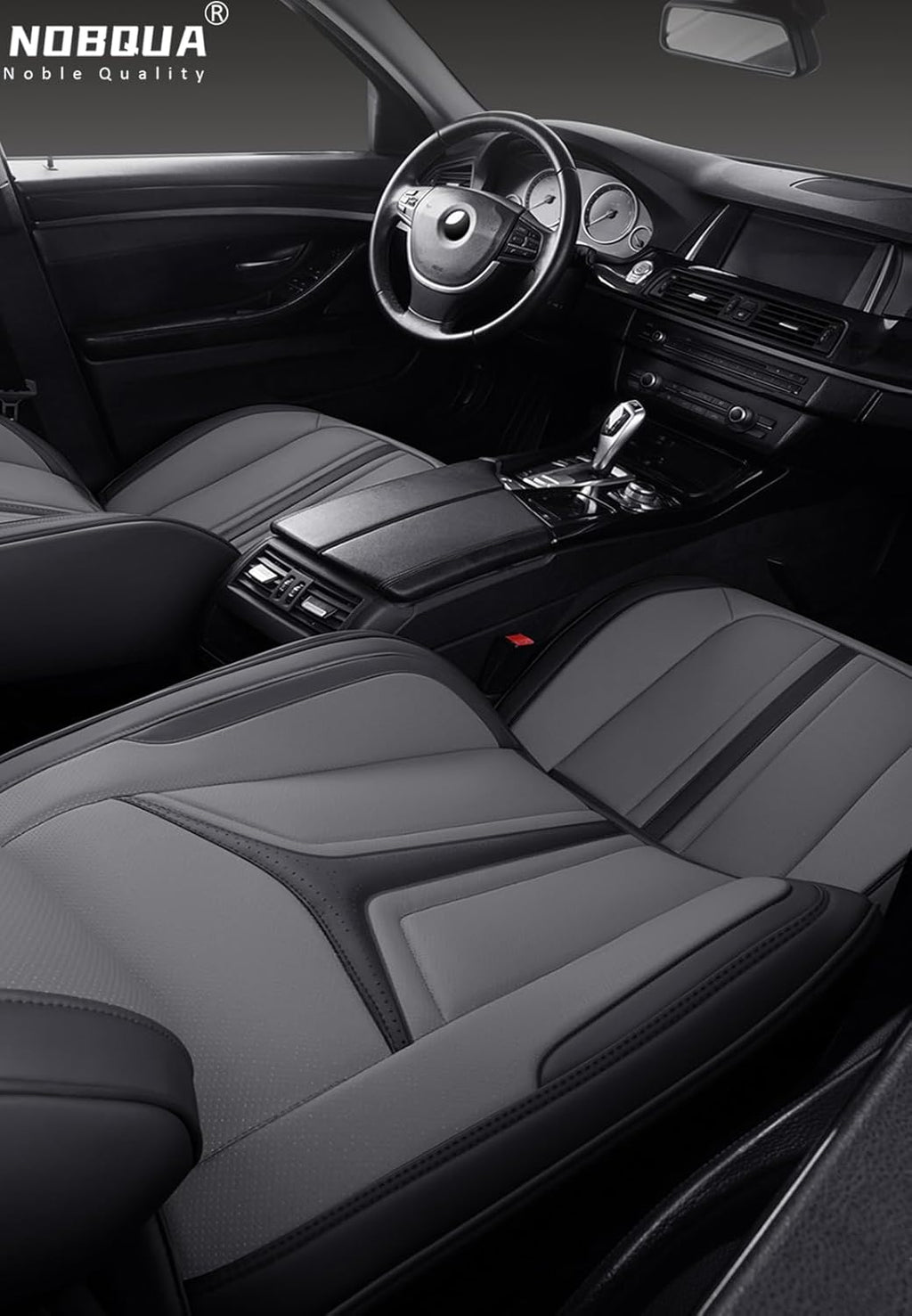 NOBQUA Fundas de Asiento de Coche Premium Universales de Piel sintética para 5 plazas – Impermeables, Antideslizantes, Transpirables, Antiarañazos – Apto para SUV, Sedán, Monovolumen – Juego de Protección Interior para Coche