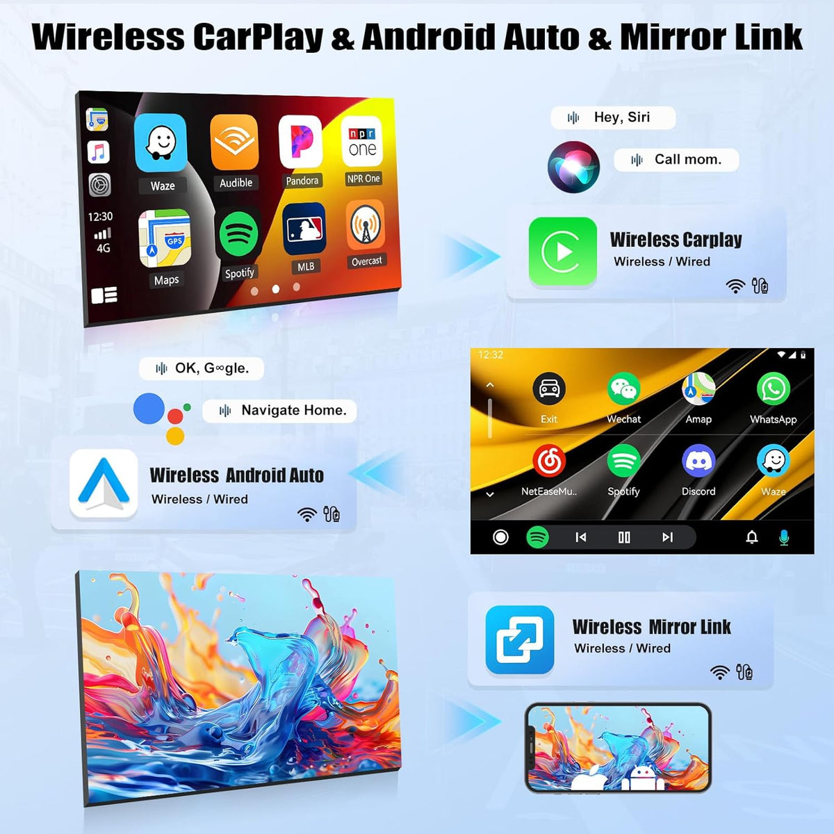Autorradio OiLiehu 6G+128G 8 núcleos Android 15 para Nissan Juke J15 2010-2019 / YF15 Infiniti ESQ 2011-2017 con CarPlay y Android Auto inalámbricos, pantalla táctil IPS de 9" con GPS, WiFi, BT, FM/RDS, EQ, SWC y cámara