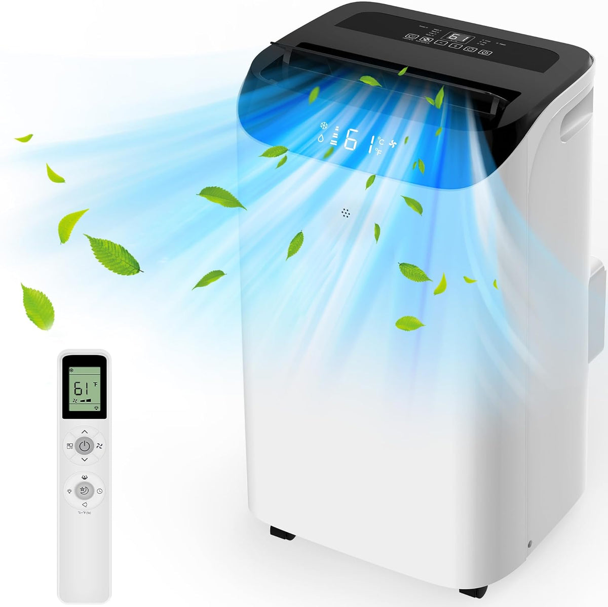 Aire acondicionado portátil de 14000 BTU con mando a distancia, unidad de CA 3 en 1 con ventilador y deshumidificador, enfría habitaciones de hasta 200 m², modo