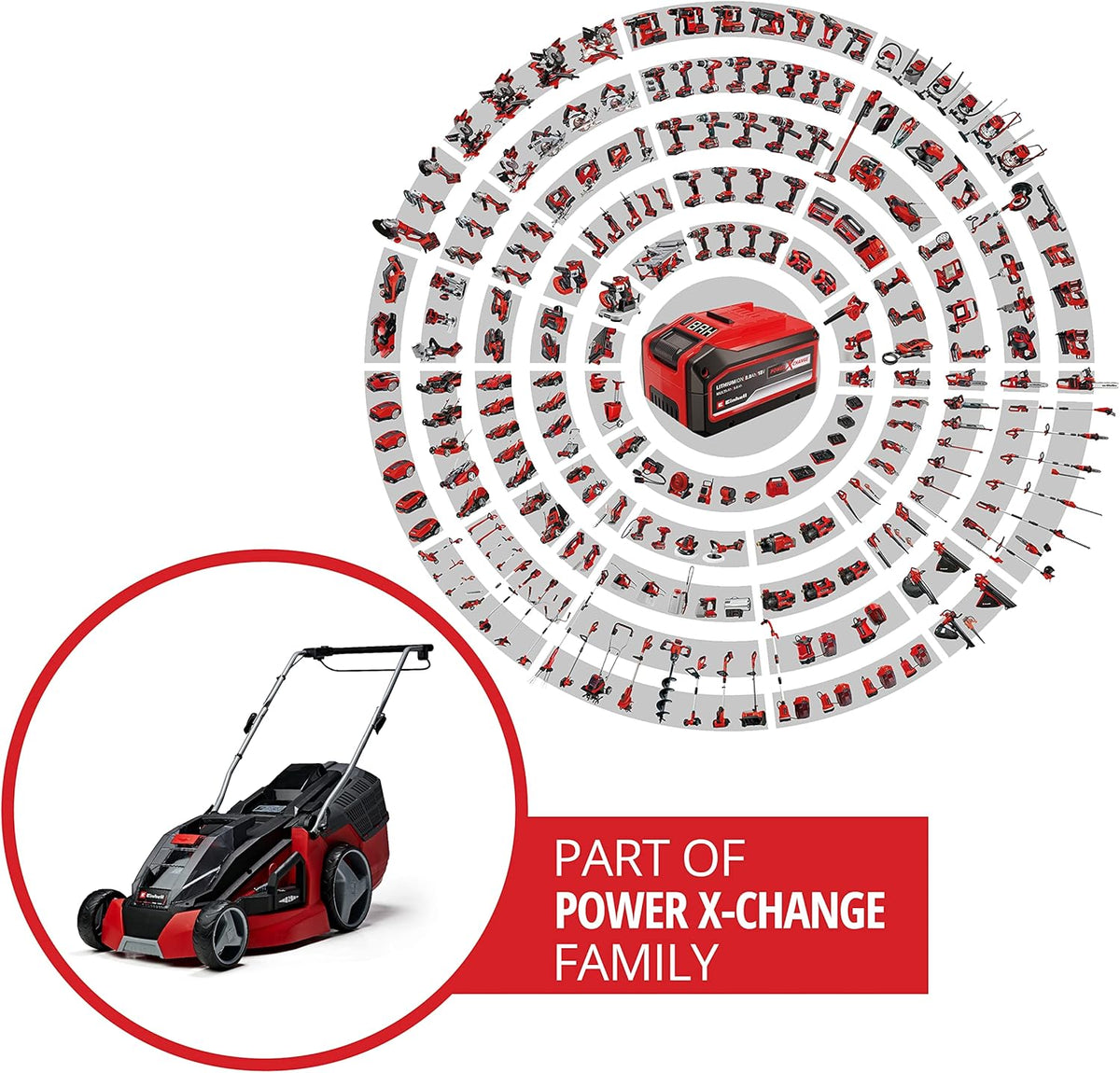 Cortacésped inalámbrico Einhell GE-CM 43 Li M Kit Power X-Change (36 V, ancho de corte de 43 cm, hasta 600 m², sin escobillas, kit de mulching, cesta colectora de 63 L, altura de corte de 25-75 mm, incl. 2 baterías de 4,0 Ah + 2 cargadores)