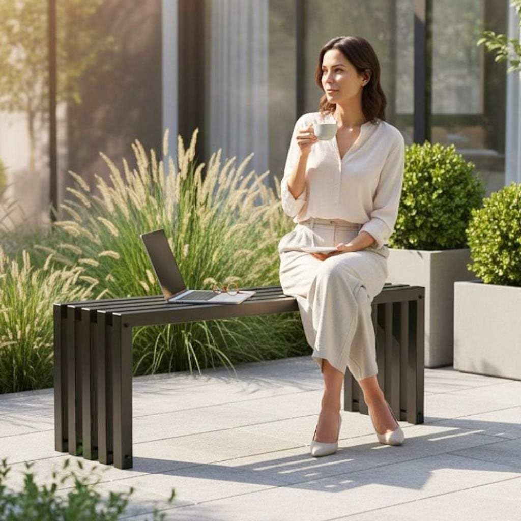 DanDiBo Banco de jardín resistente a la intemperie de metal para exteriores, color negro, 96245 Ida, 120 cm, banco de asiento, banco de jardín, banco de parque, hierro
