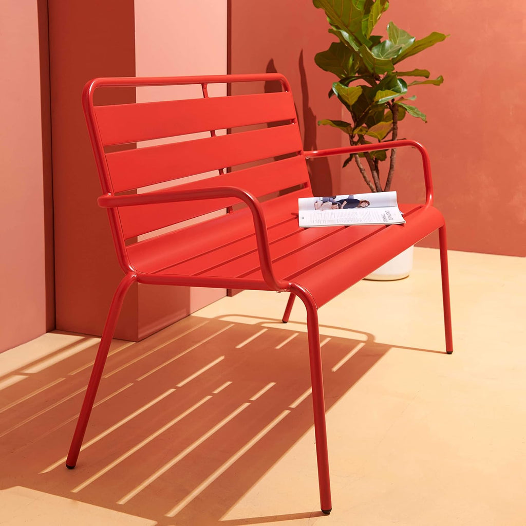 Banco de jardín de metal Oviala, rojo – Palavas