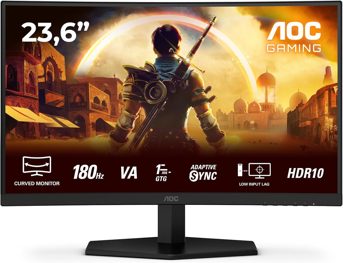 AOC Gaming C24G42E - Monitor curvo Full HD de 24 pulgadas, 180 Hz, 0,5 ms, FreeSync Premium (1920x1080, 1x HDMI 2.0, 1x DisplayPort 1.4) Negro
