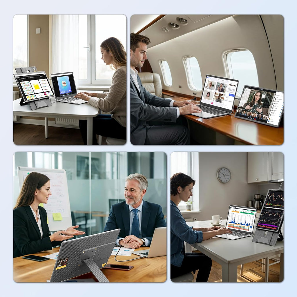 domyfan Pantalla portátil FHD 1200P de 16,1", pantalla dual con soporte magnético de 360°, extensión de pantalla para portátiles de 13 a 17,3", Plug & Play para Windows/Mac/PC/Xbox/PS5