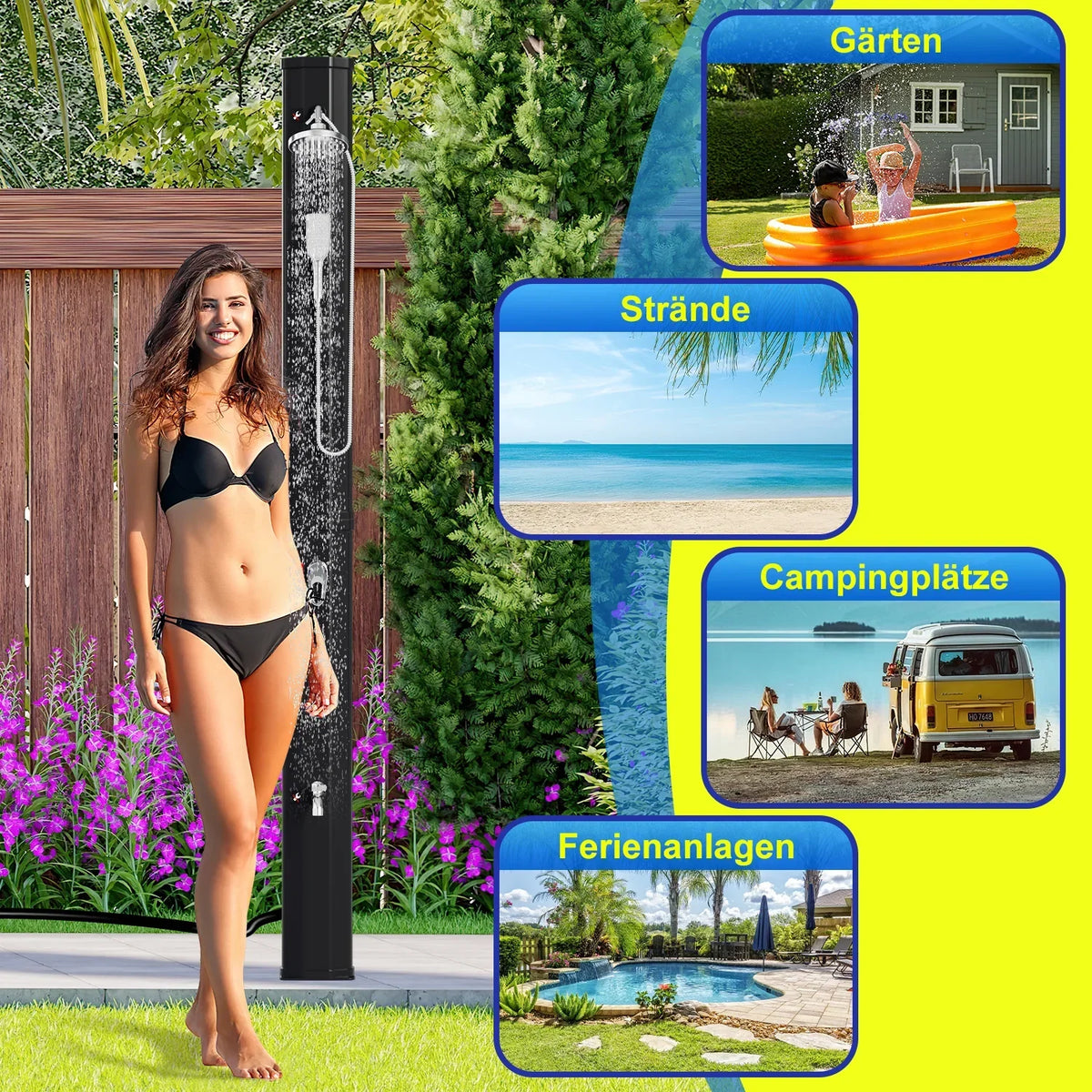 Ducha solar Sonnewelt de 60 L para jardín, incluye funda protectora y teleducha