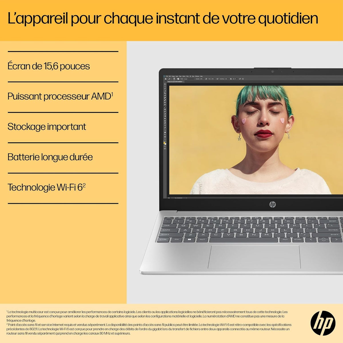 Ordenador portátil HP 15-fc0006sf de 15,6" FHD (AMD Ryzen 5 7520U, 8 GB de RAM, SSD de 256 GB, gráficos AMD Radeon, Windows 11), portátil plateado, teclado AZERTY