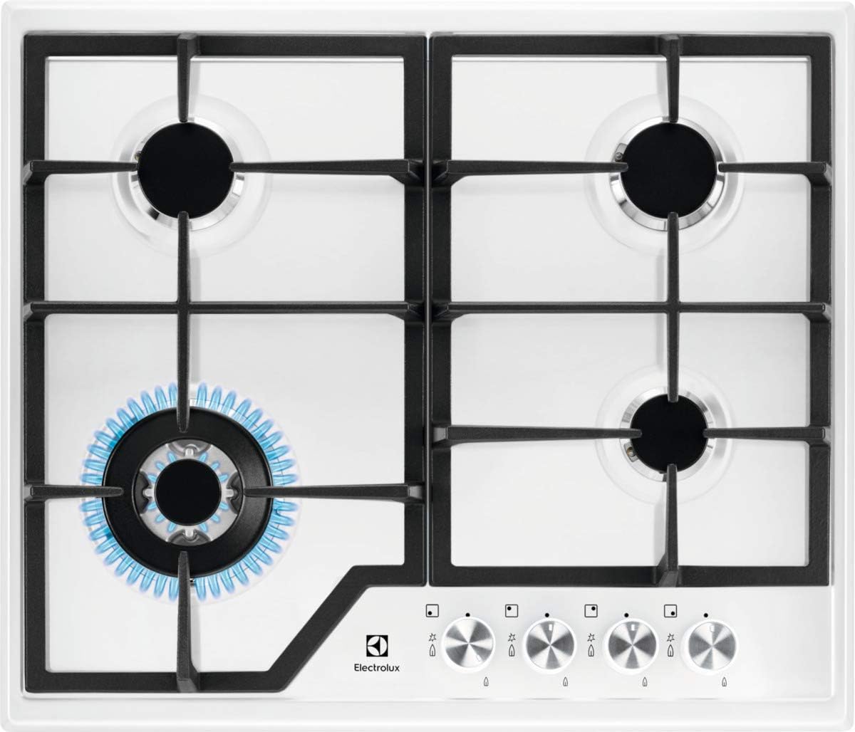 Placa de gas Electrolux EGS6436WW, integrada, 4 zonas, blanco