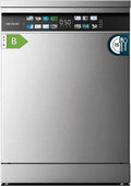 Lavavajillas Cecotec 60cm Bolero Aguazero 6700 Inox B Lavavajillas de acero inoxidable, 15 cubiertos, Clase B, Motor Inverter Plus, O2 Dry, lavado de doble zona, bandeja ajustable, almacenamiento largo y Turbo Dry+.