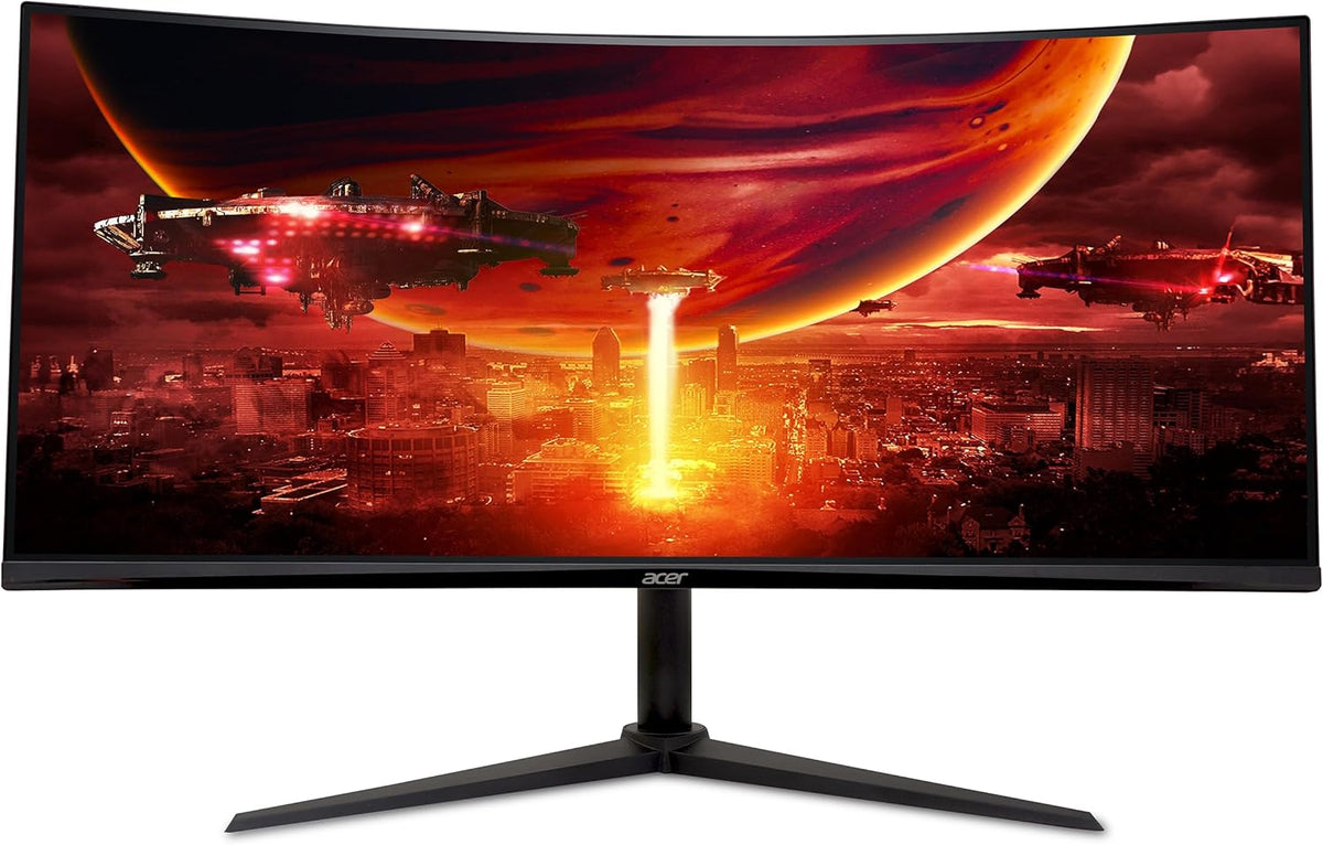 Acer Nitro XZ342CUV3, Monitor Gaming Curvo 34" UltraWide QHD, 180Hz (Curva 1500R, 3440x1440, 21:9, Freesync Premium, 1ms (VRB), 400Nits, 2xHDMI 2.0/1xDP 1.4) Monitor curvo para PC, Base Ajustable, Negro