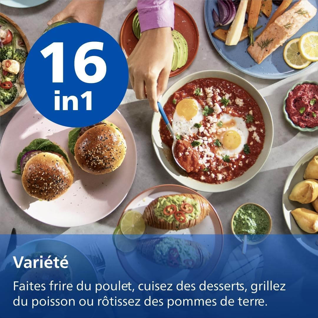 Philips Airfryer Serie 3000 - Freidora de aire 6,2 L, 16 en 1, ventana de cocción, tecnología RapidAir, hasta un 90 % menos de grasa, aplicación HomeID, color negro (NA330/00)