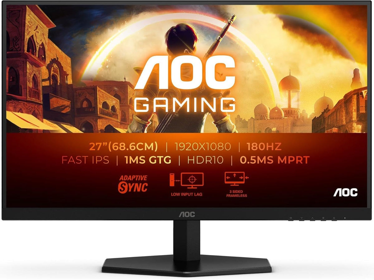 AOC Gaming 27G42E - Monitor Full HD 27", 180 Hz, 1 ms, FreeSync Prem, compatible con G-Sync, HDR10 (1920 x 1080, 1 x HDMI 2.0, 1 x DisplayPort 1.4) Negro