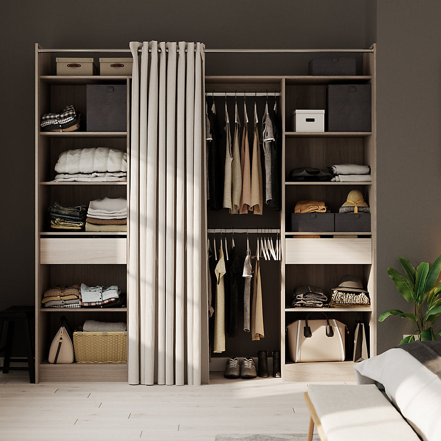 Kit de vestidor de 2 columnas reversibles con 2 cajones efecto roble Balsam, Al. 220 x An. 220 x Pr. 48 cm