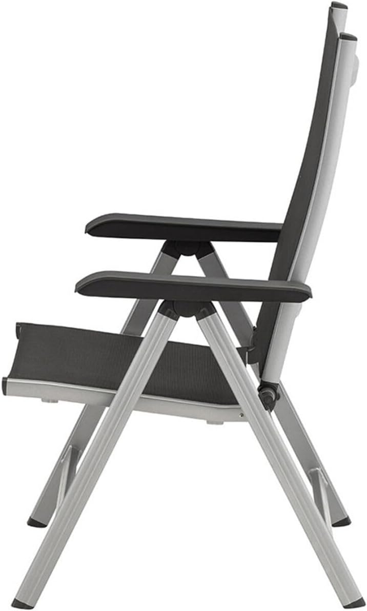 Silla de jardín de respaldo alto Kettler Basic Plus Advantage, ajustable, fácil de plegar, silla plegable práctica, aluminio y plástico resistente, muebles de jardín resistentes a la intemperie, plata/antracita