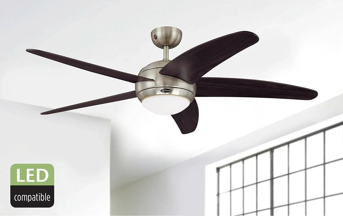 Ventilador de techo con luz Bendan 72557 132 cm 5 aspas cromo vidrio opal mando a distancia 3 velocidades verano invierno