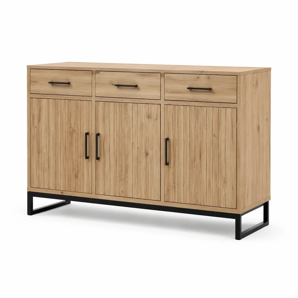 Aparador madera de roble metal negro 120x40x80cm