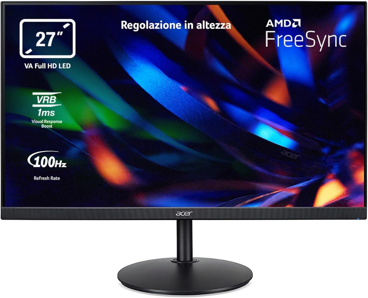 Acer CBA272Hbirf - Monitor de PC 27" Full HD, 100Hz HDMI/75Hz VGA (1920x1080, 16:9, FreeSync, 1ms VRB, 250 nits, Comfyview, BlueLightShield, Flicker-Less, 1xVGA/1xHDMI 1.4) Monitor de PC, color negro