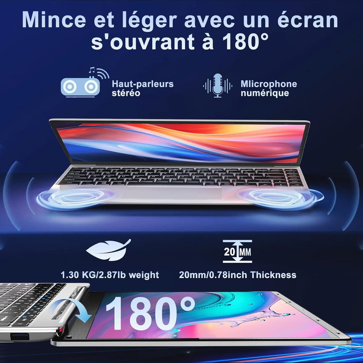 Portátil PC 2025 de 14 pulgadas Win11 Pro Celeron N4020 6 GB RAM+256 GB, soporte para expansión SSD de 1 TB (TF 512 GB), 5000 mAh, Mini HDMI, 1080P, ratón inalámbrico, teclado francés AZERTY de membrana, plateado